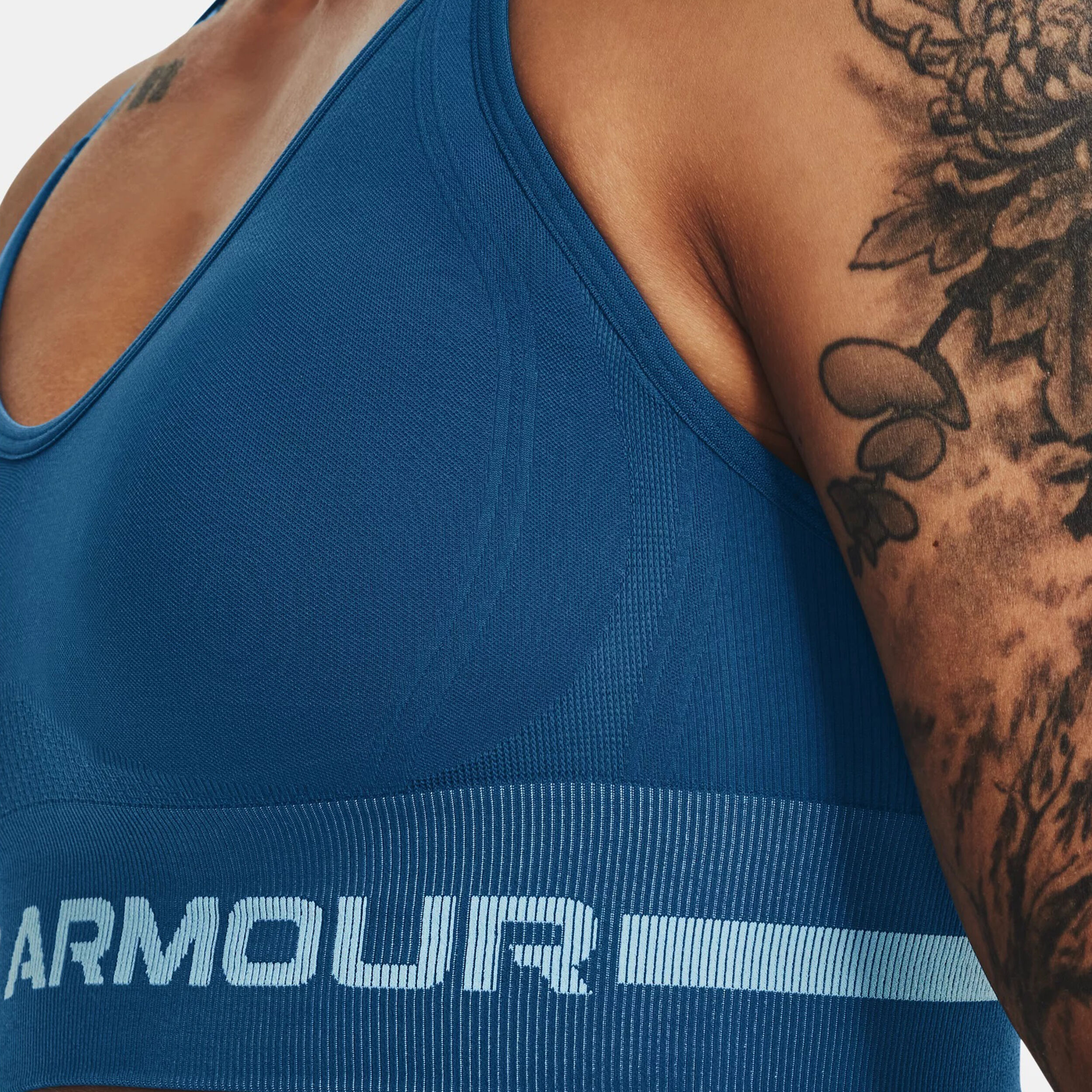 Seamless Low Long Sport-BH Damen - Petrol