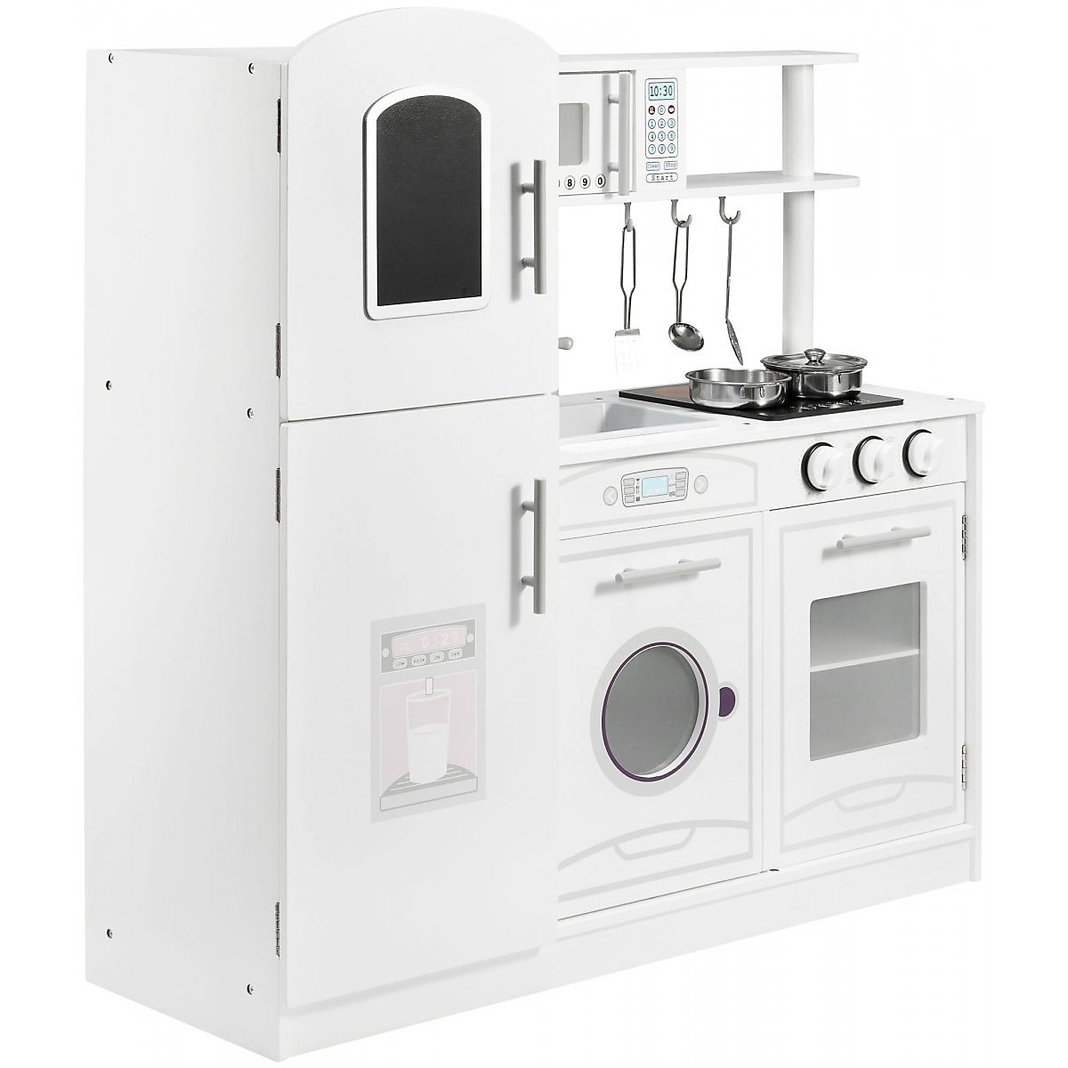 XXL Spielküche Schürze, Herdplatten, Kühlschrank, Backofen, Waschmaschine im Retrostil