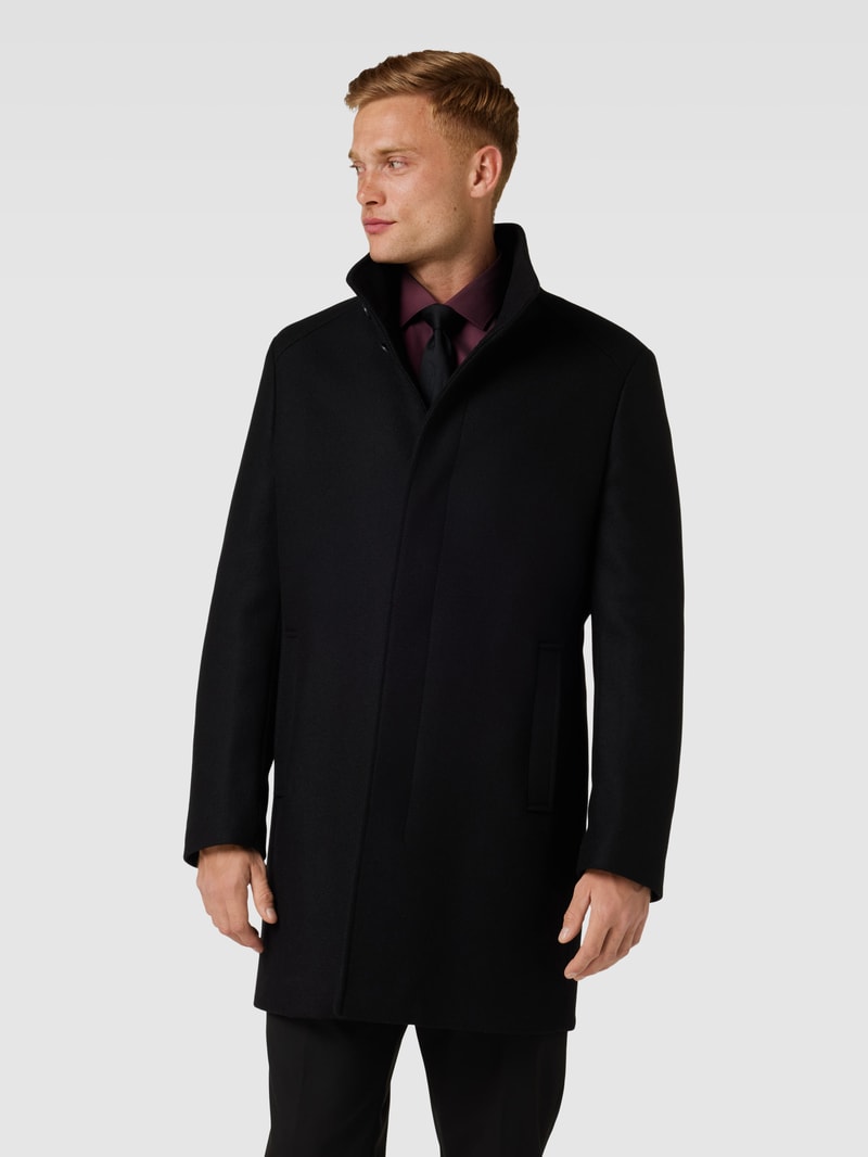 Kurzmantel mit verdeckter Knopfleiste Modell 'Show' in schwarz