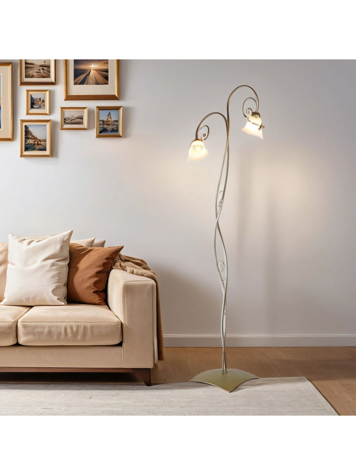 Licht-Erlebnisse Stehlampe in Gold Weiß günstig kaufen onesize