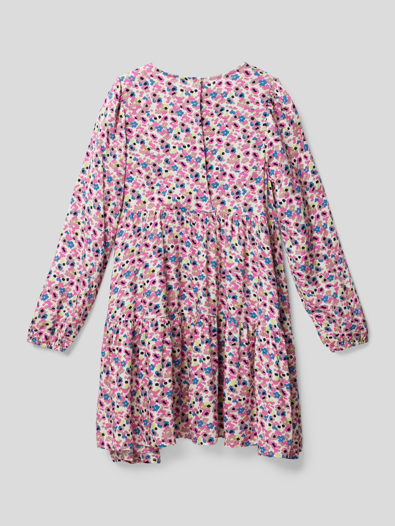 Knielanges Kleid mit Allover-Muster und Druckknopfverschluss in weiß