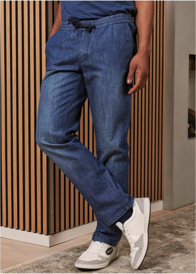 Regular Fit Jeans mit elastischem Bund, Straight (2er Pack)