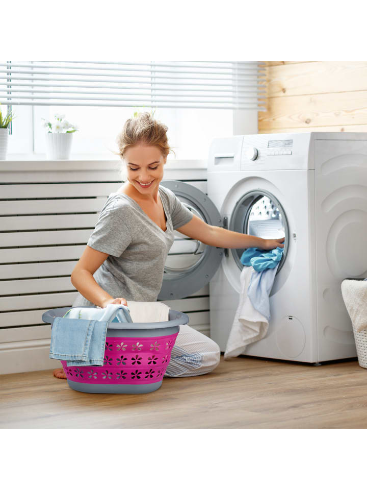 relaxdays Wäschekorb in Pink/ Grau - 17 l günstig kaufen onesize
