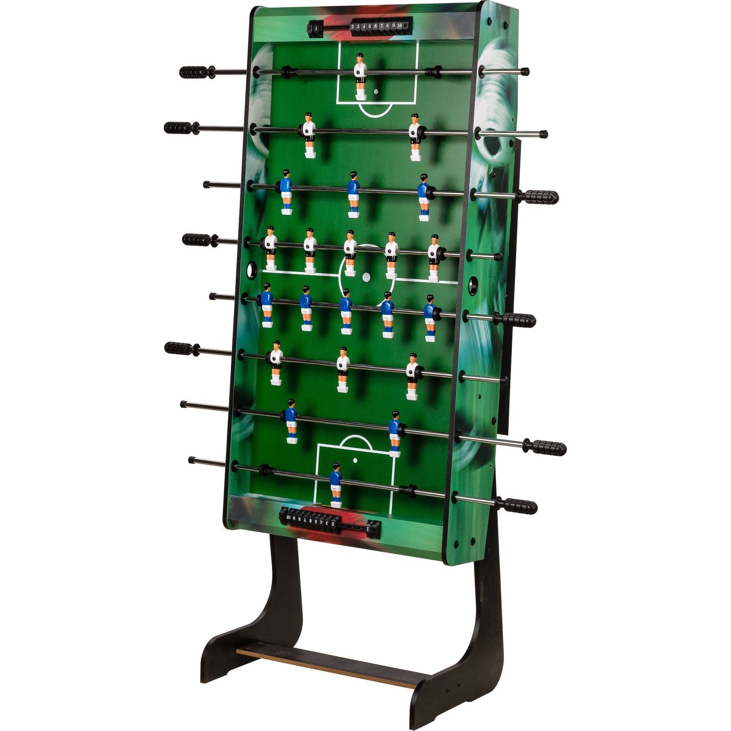 GAMES PLANET Kickertisch Games Planet Tischfussball „Belfast“, klappbar, Farbvarianten: Schwarz/weiß/Holzdekor hell oder Dunkelbraun/Soccer, nahtlos hochgezogene Spielfeldecken, inkl. 2 Bälle, Kicker Kickertisch Tischkicker
