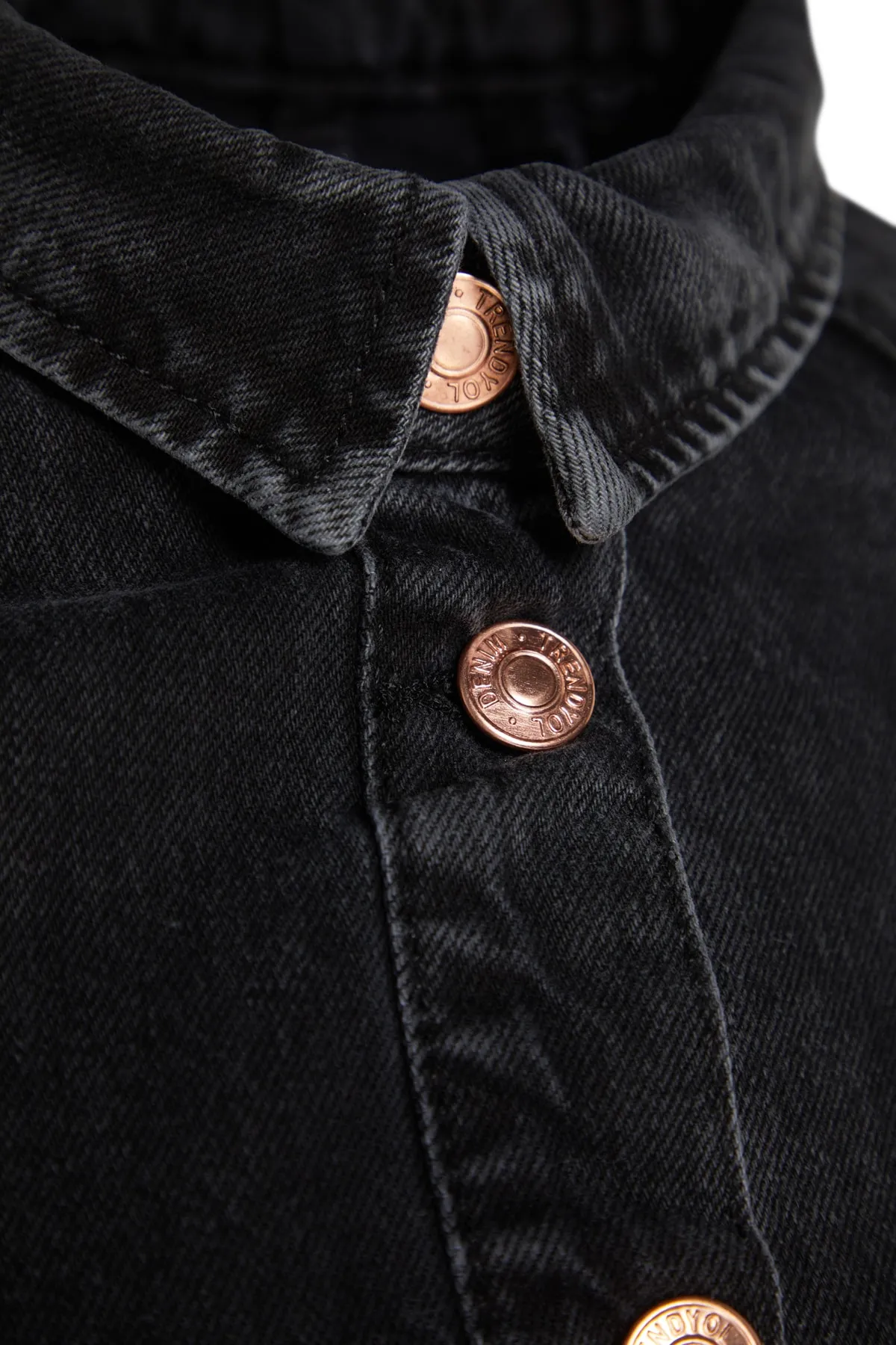 Trendyol Collection  Schwarz-blaues, detailliertes, übergroßes Jeanskleid mit Nähten TWOAW22EL0072