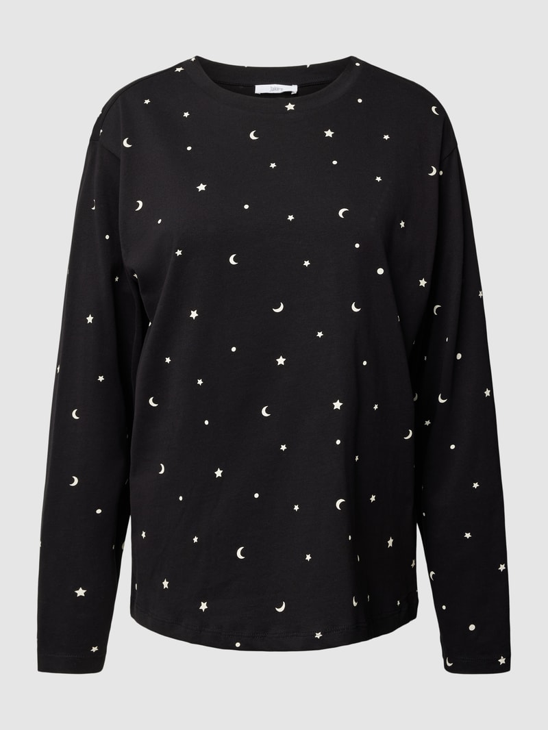Pyjama-Oberteil mit Allover-Print in schwarz