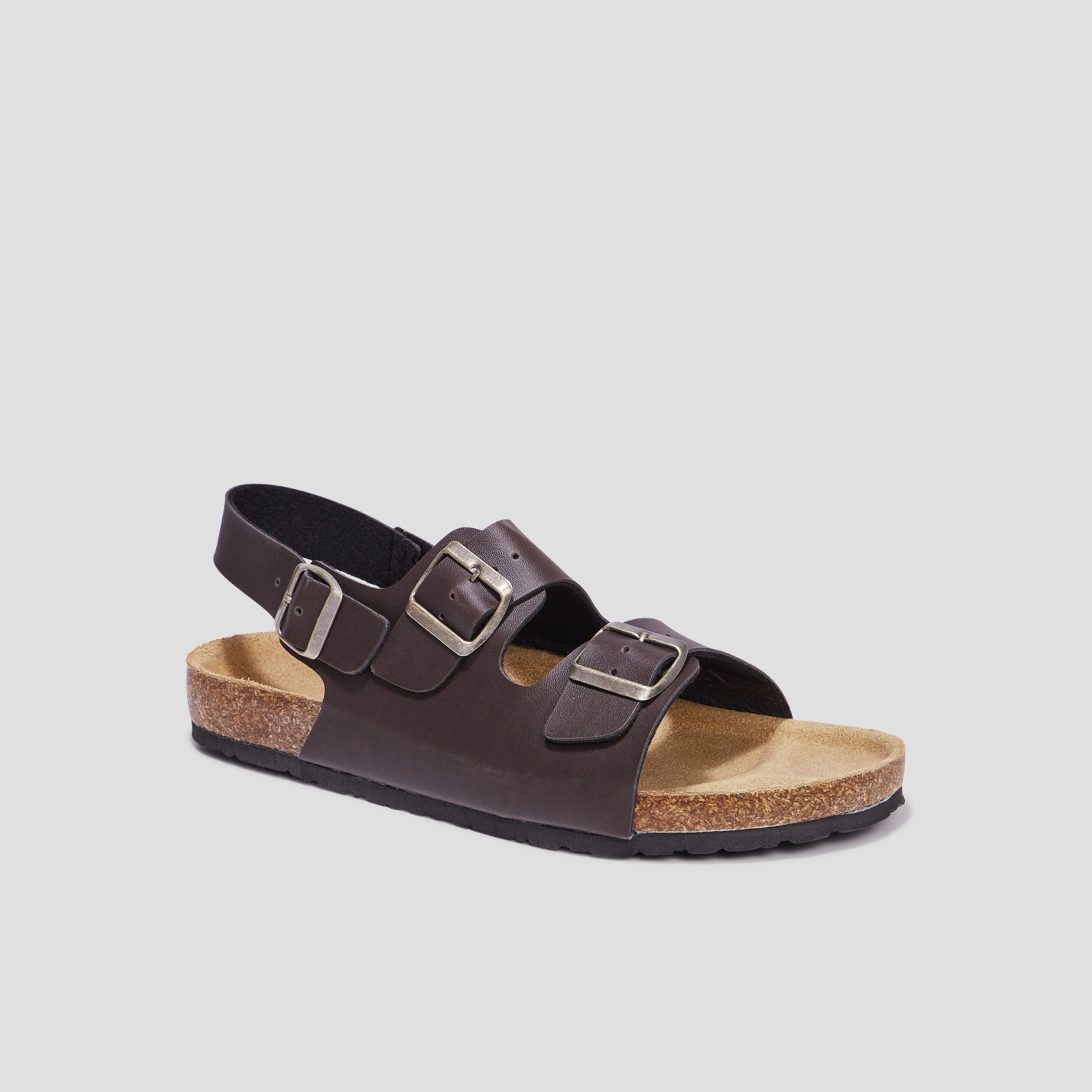 Sandales avec boucles Politou marron homme | La Halle