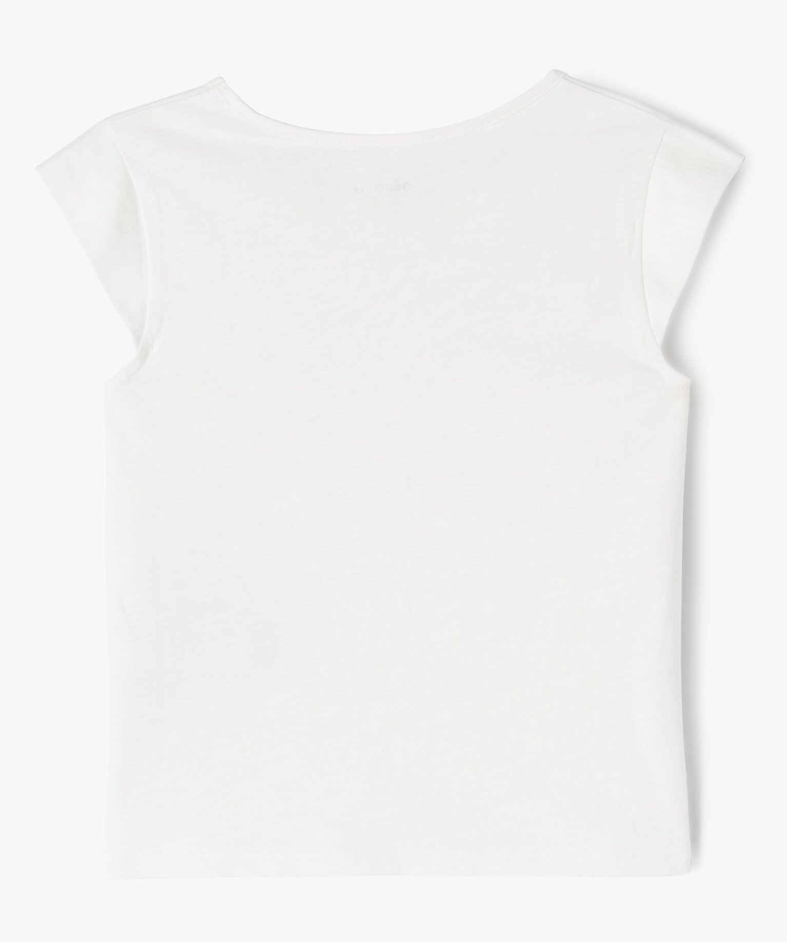 Tee-shirt droit à manches très courtes et broderie fille ecru | GEMO