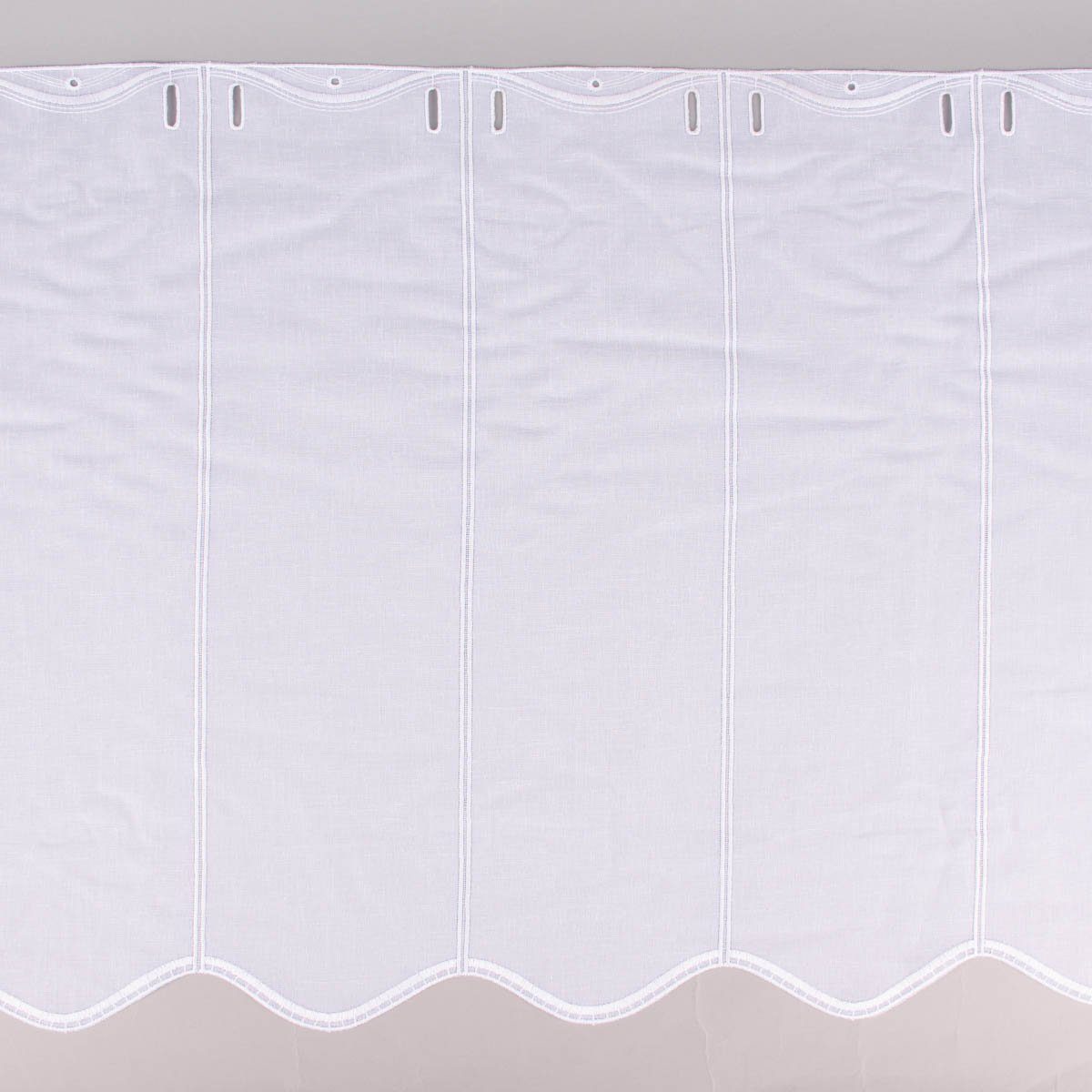 Meterware Scheibengardine nähfrei Stickerei Leinenlook weiß 60cm, SCHÖNER LEBEN., leicht perforiert, Stickerei/Stickstoff, bestickt, pflegeleicht