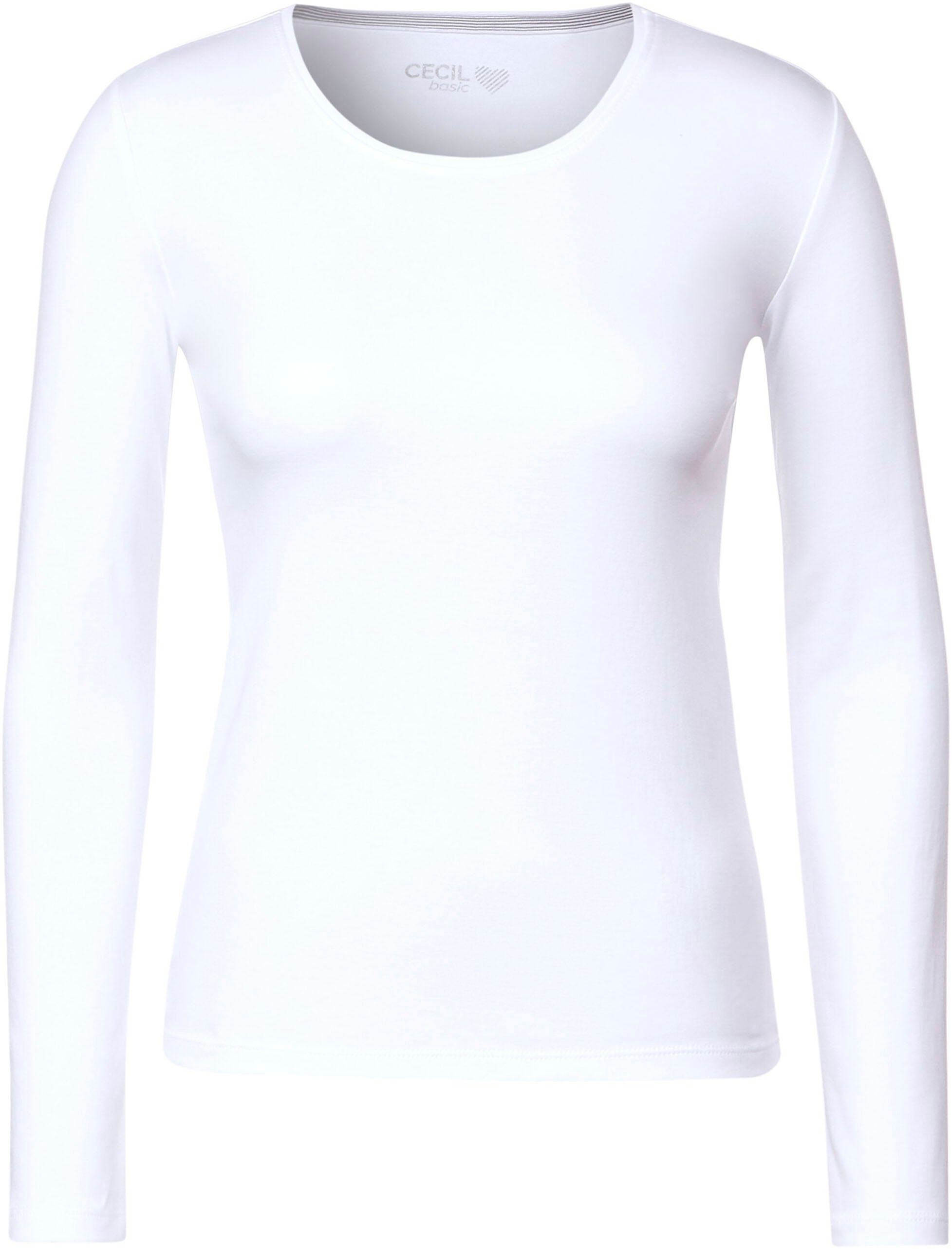 Cecil Langarmshirt Basic Langarmshirt Pia in Unifarbe