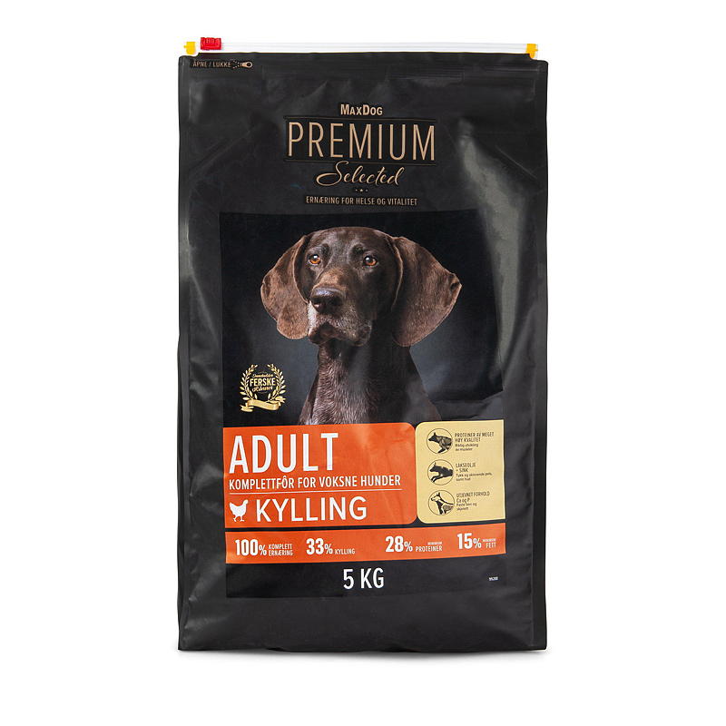 MaxDog Premium Kylling Adult 5 kg Premium Selected MaxD
