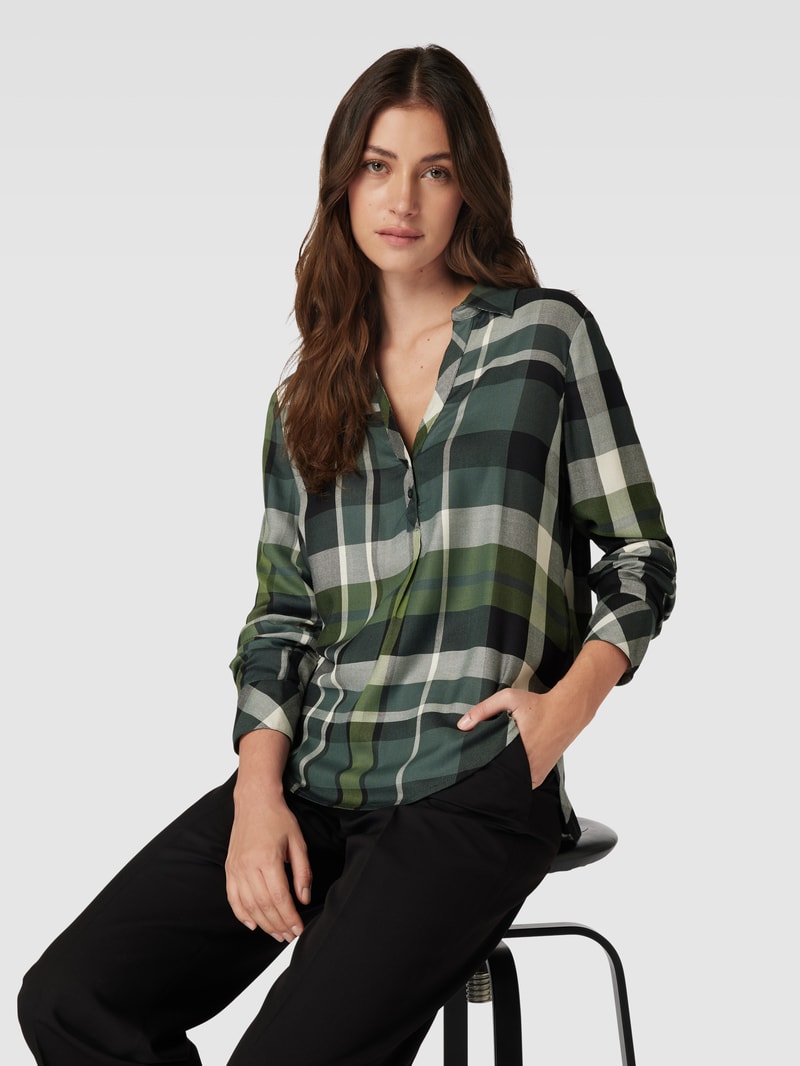 Bluse mit Gitterkaro in khaki