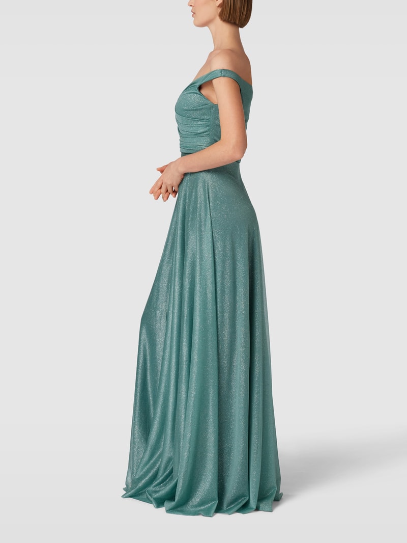 Abendkleid mit V-Ausschnitt in petrol