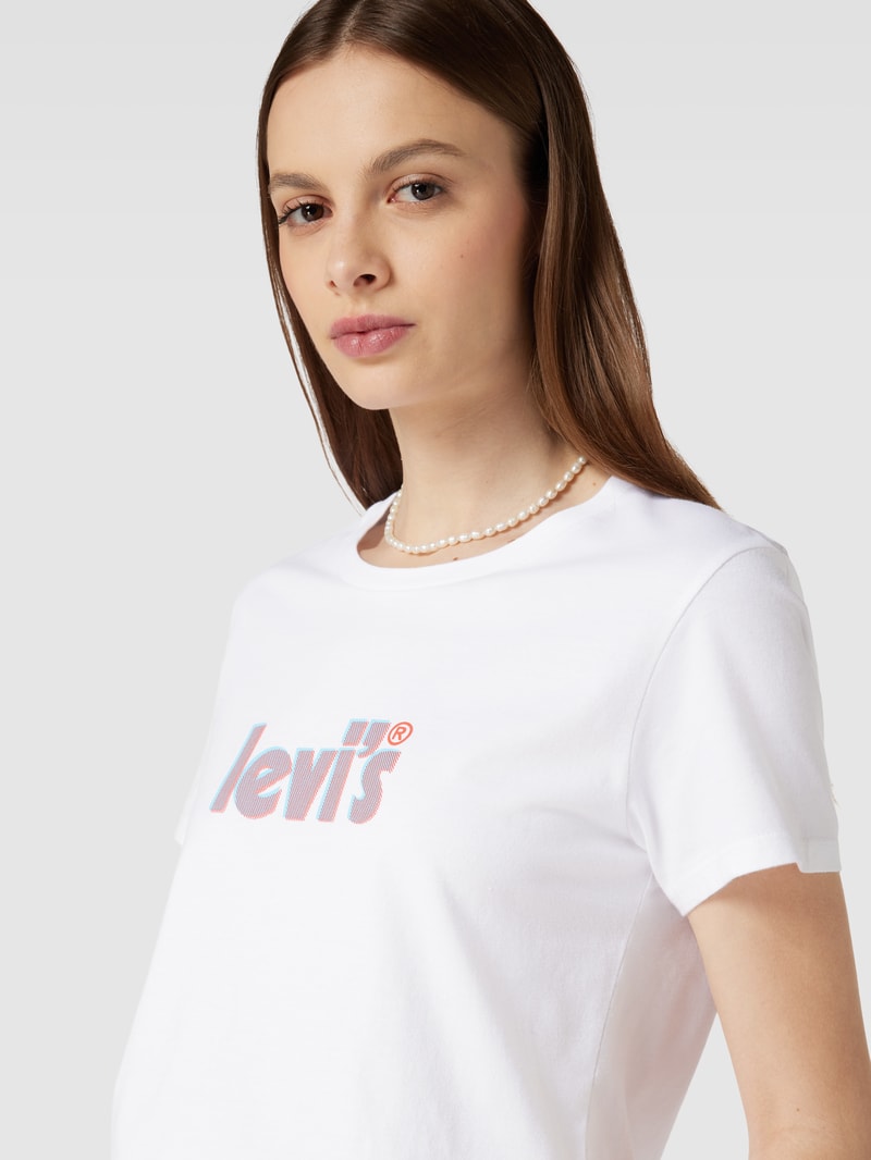 T-Shirt mit Logo-Print in weiß