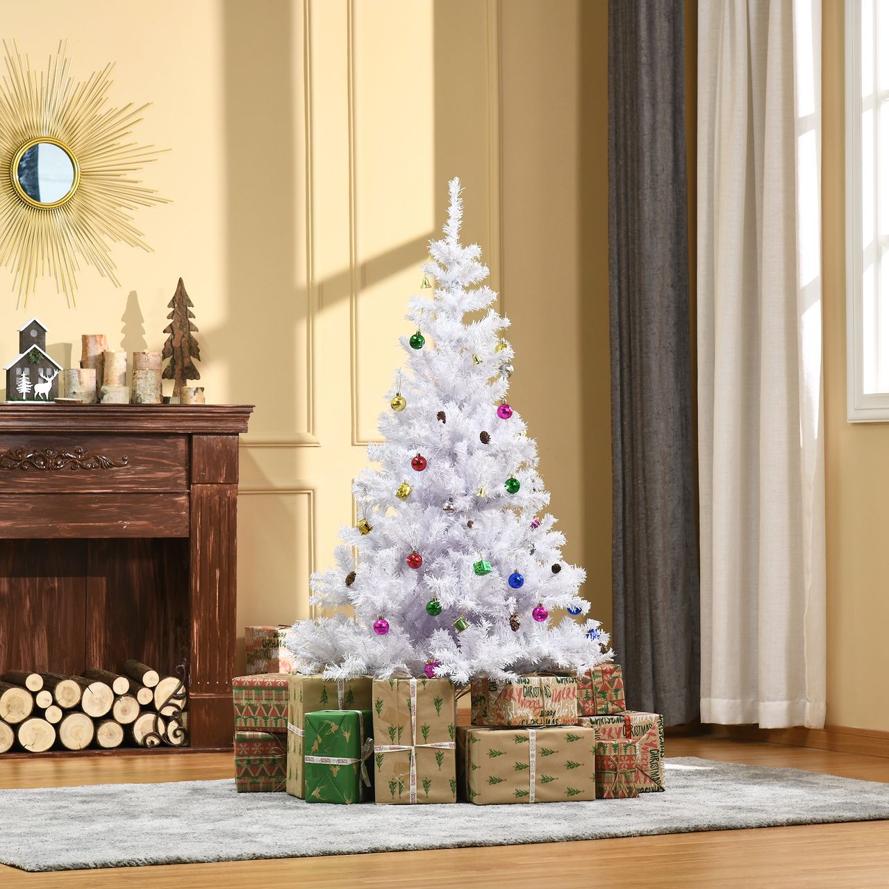 HOMCOM Tannenbaum Weihnachtsbaum Christbaum 150 / 180cm 680 Spitze inkl. Deko