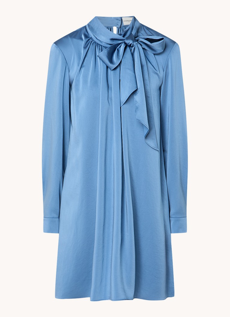 Vestido túnica corto de satén con cuello chal de Claudie Pierlot.