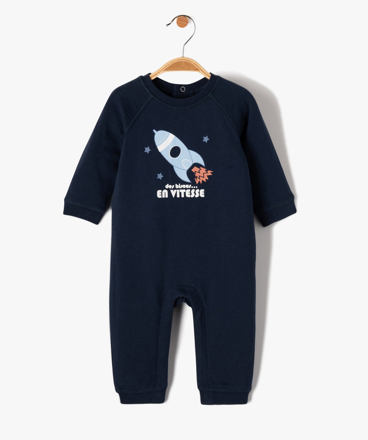 Pyjama bébé sans pieds motif fusée bleu | GEMO