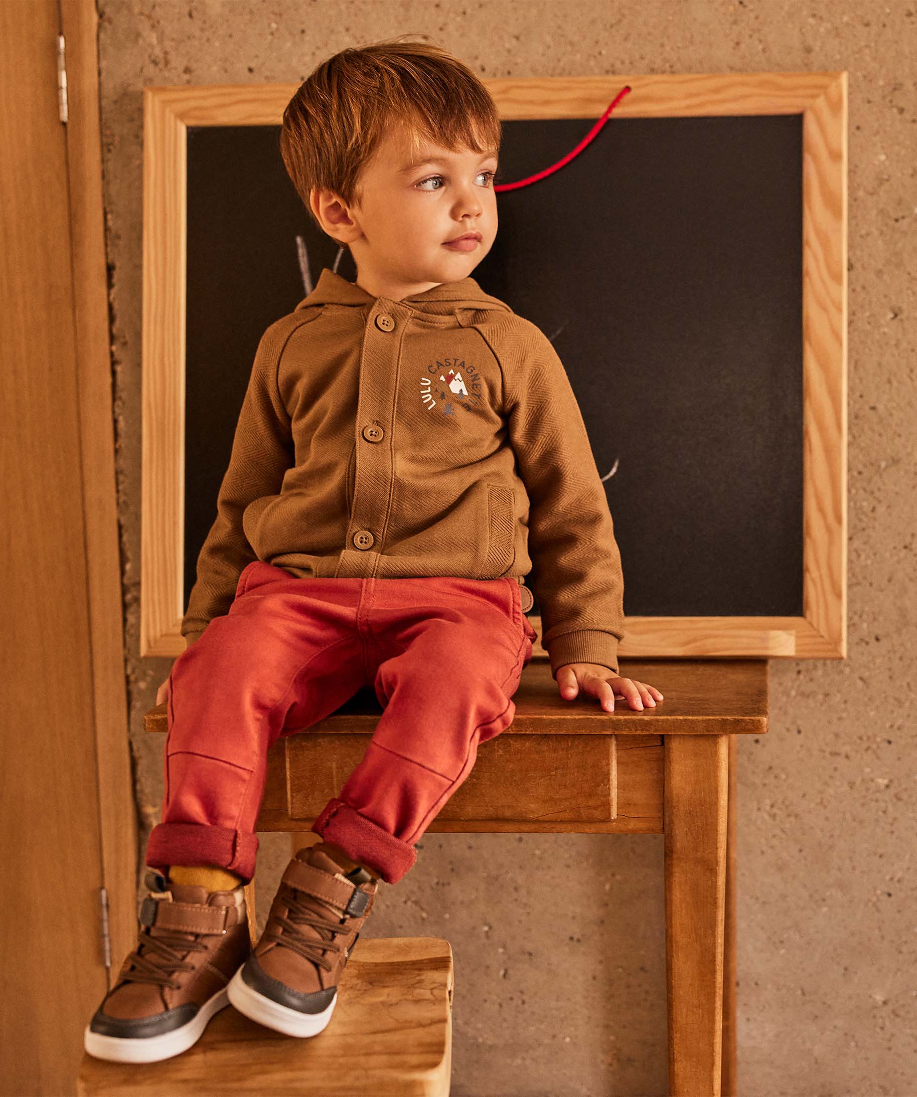 Sweat bébé Garçon à capuche avec boutons - LuluCastagnette marron | GEMO