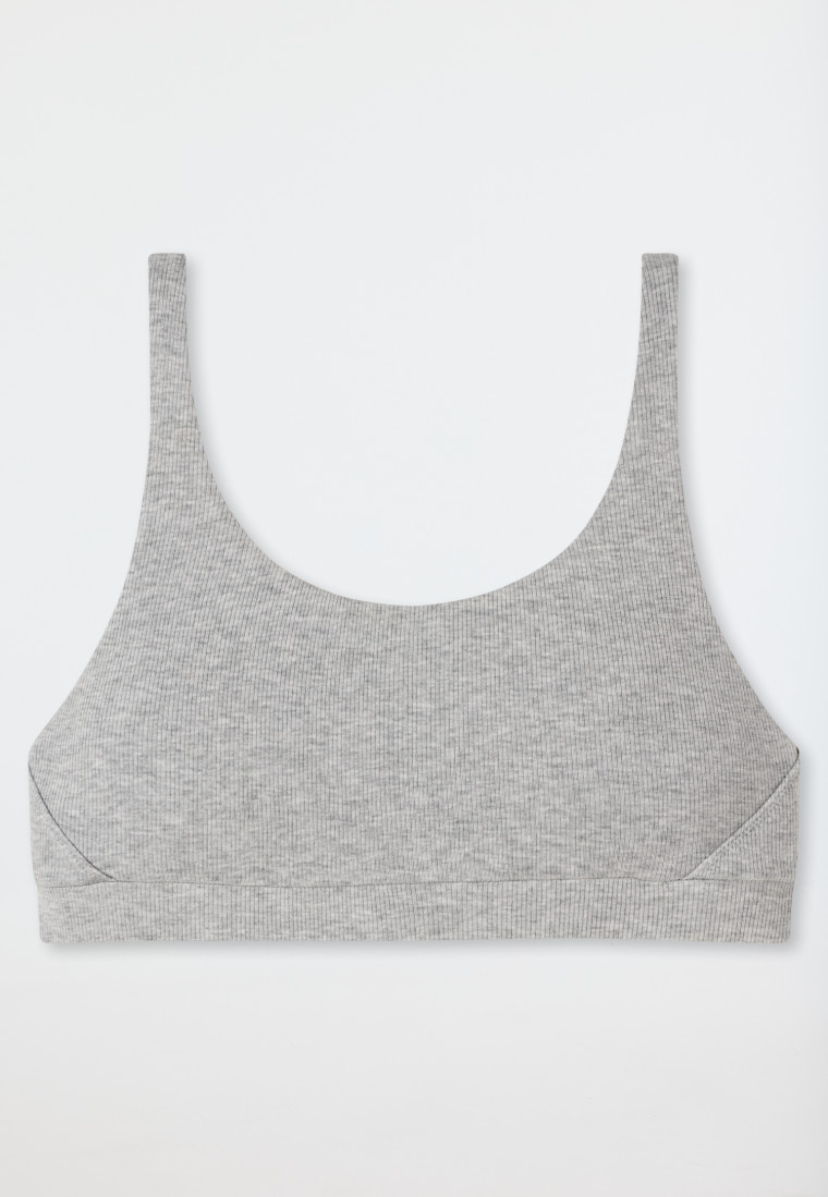 Bustier Doppelripp Organic Cotton grau meliert - Pure Rib