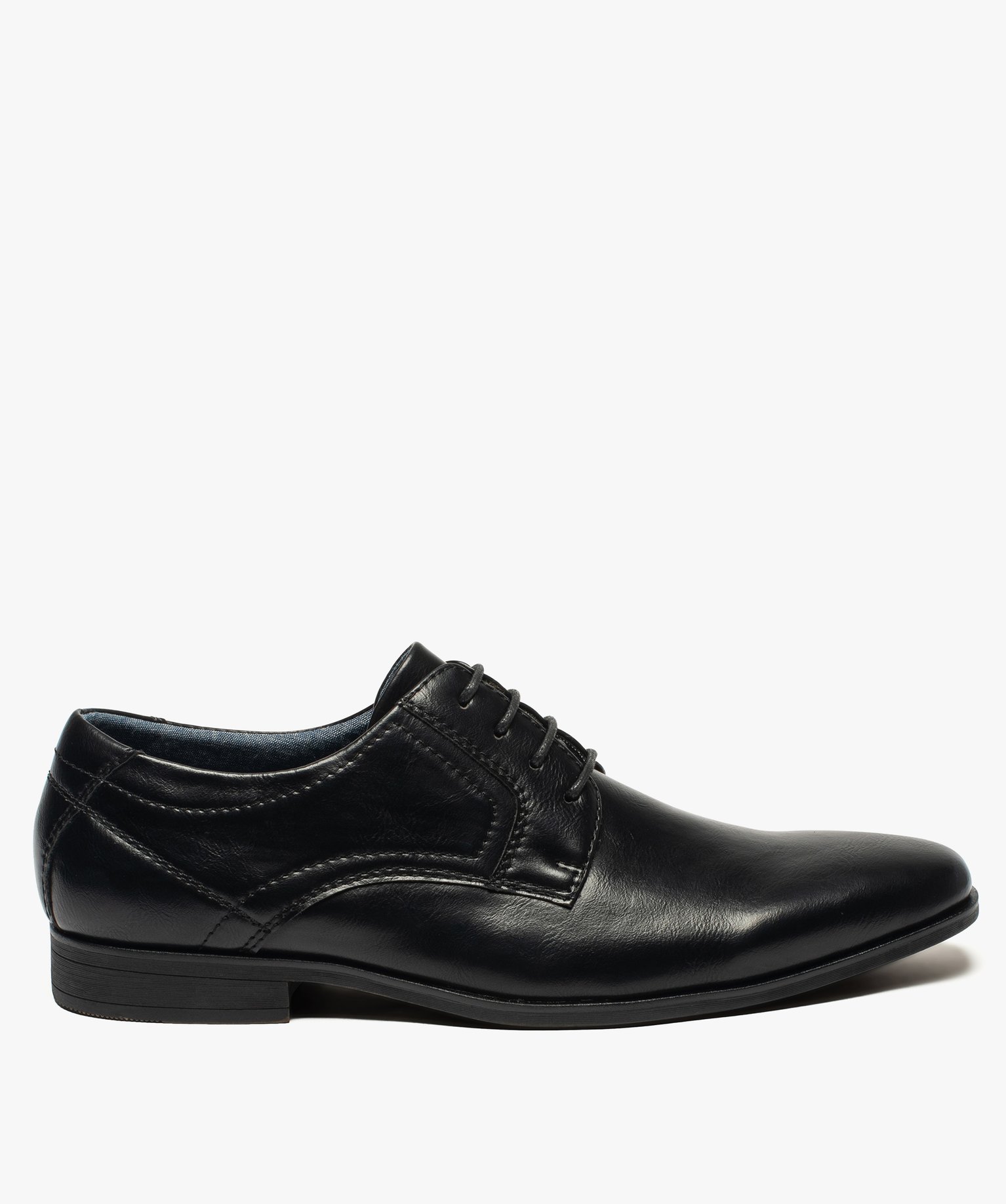 Derbies homme unis à bout carré noir | GEMO