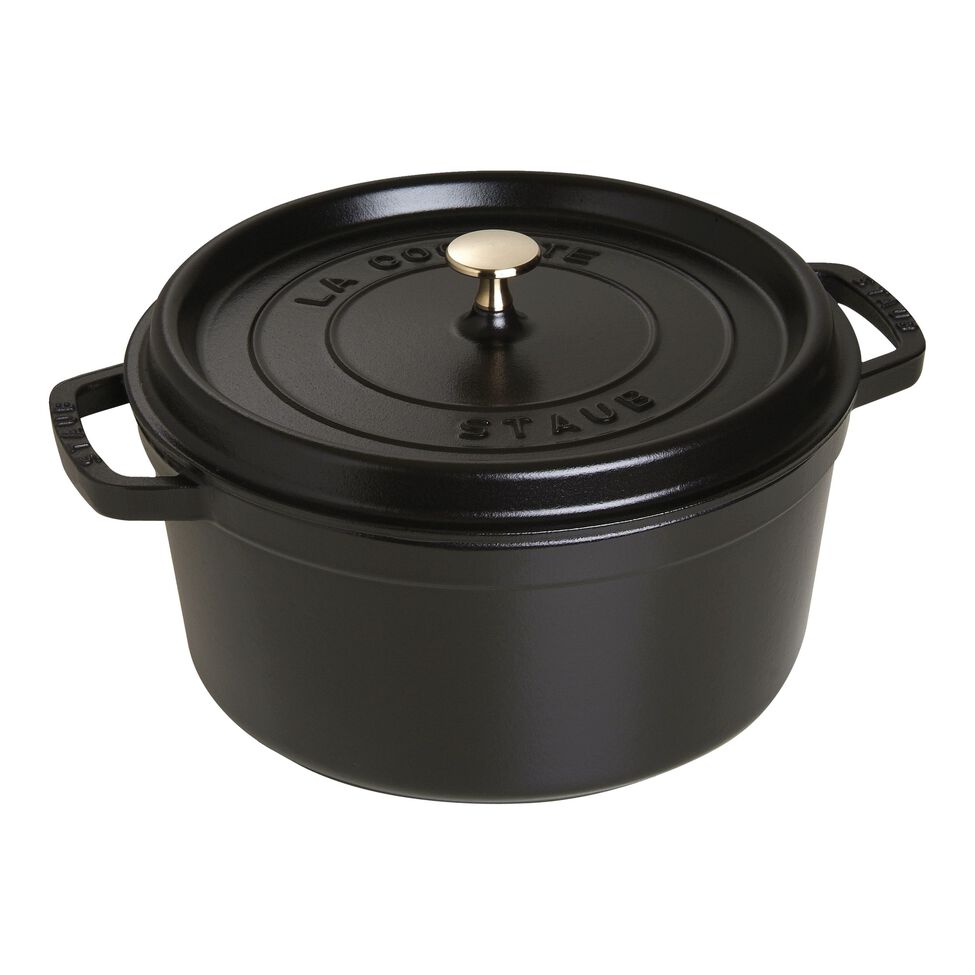 Cocotte 28 cm, rund, Schwarz, Gusseisen