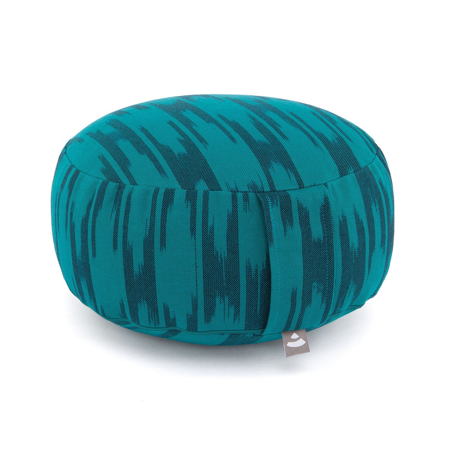 bodhi Meditationskissen Meditationskissen RONDO, ETHNO Collection, Ikat-Webstoff, blau-grün gemustert