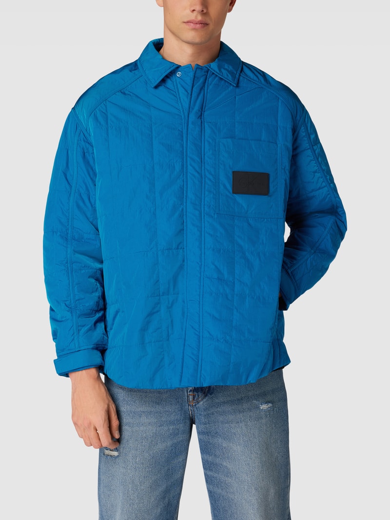 Jacke mit Label-Patch Modell 'QUILTED' in royalblau
