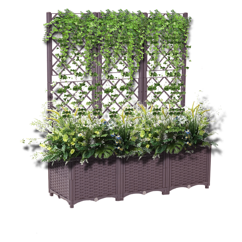 HC Garten & Freizeit Hochbeet mit Rankhilfe, ca. 120 x 40 x 136/30 cm - Braun