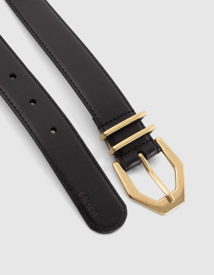 Ceinture noire cuir intérieur doré Femme