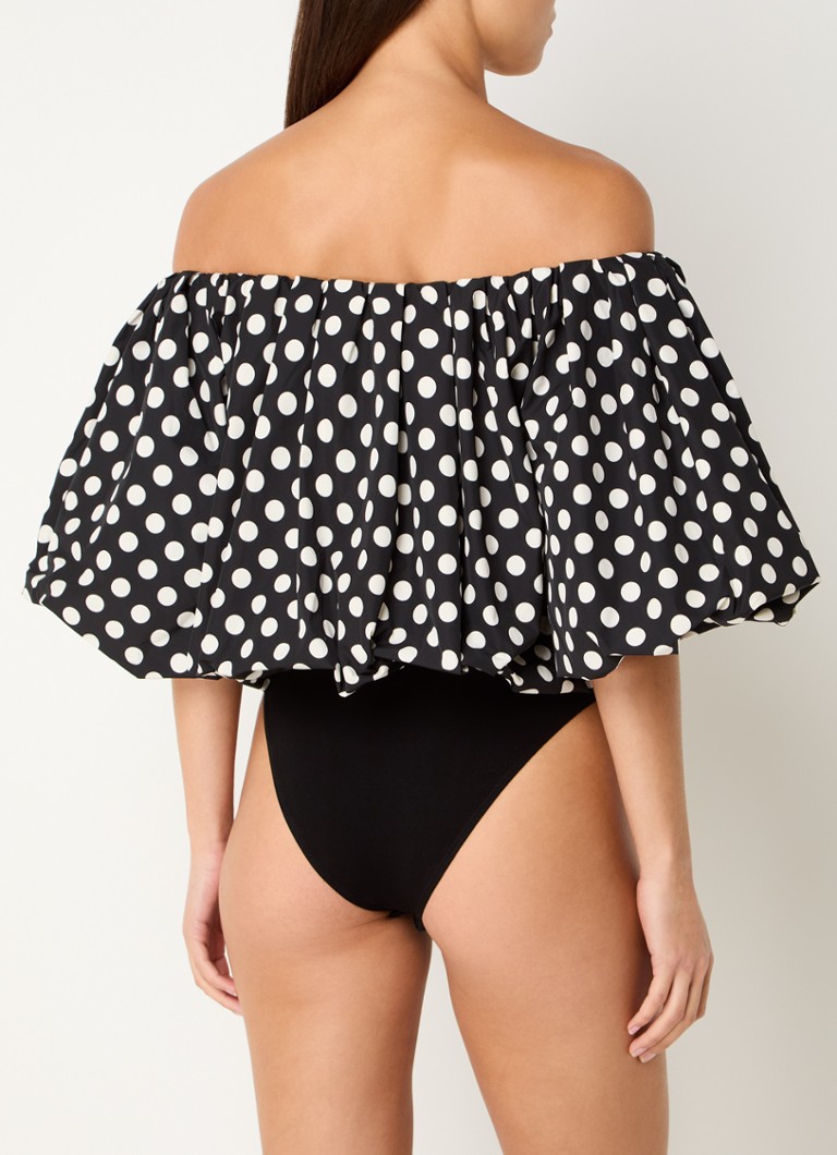 Body essenziale di Antwerp Gapricorn con design a spalle scoperte, maniche a sbuffo e stampa a pois