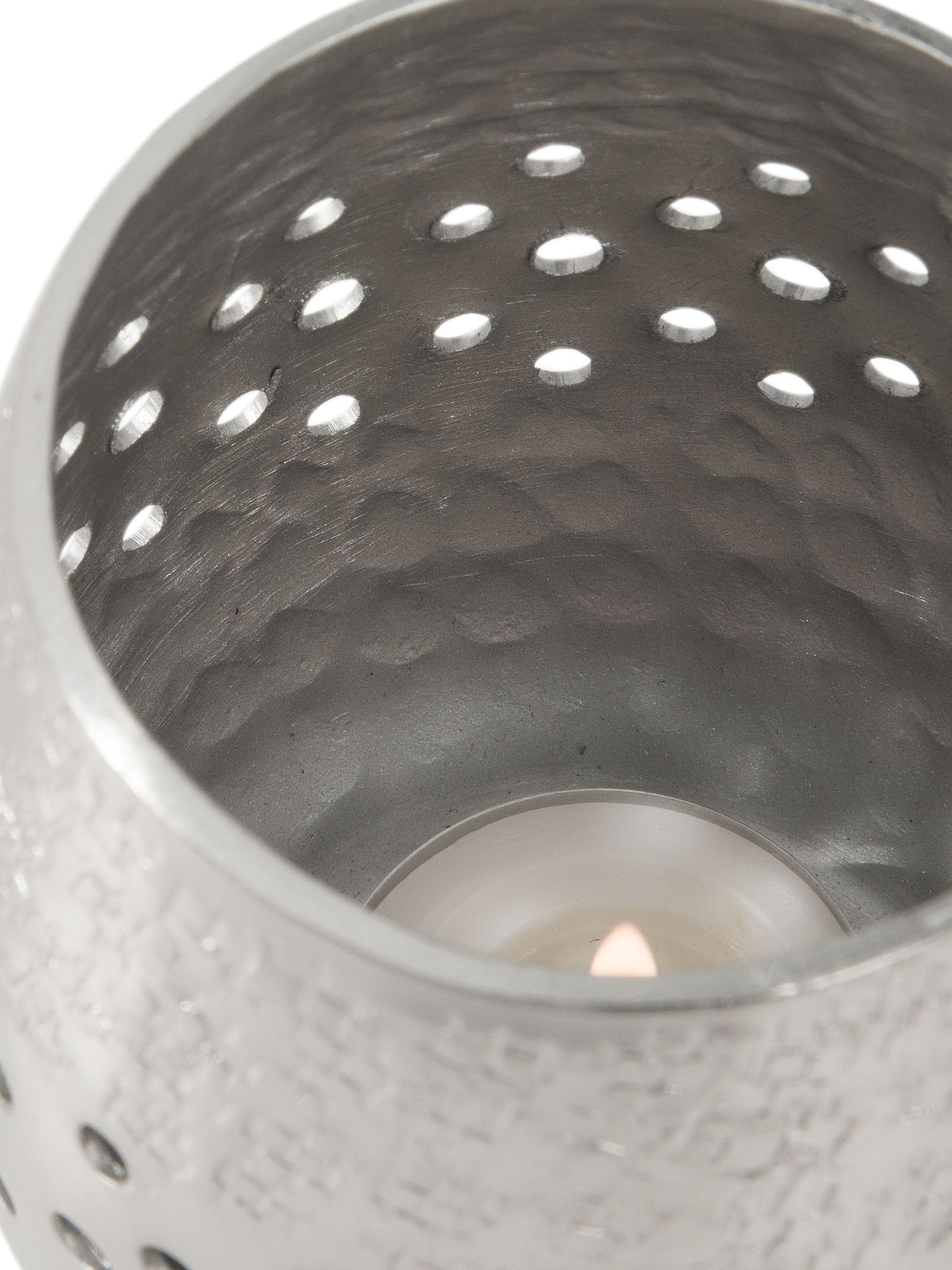 Polka Holes Windlicht, Silber