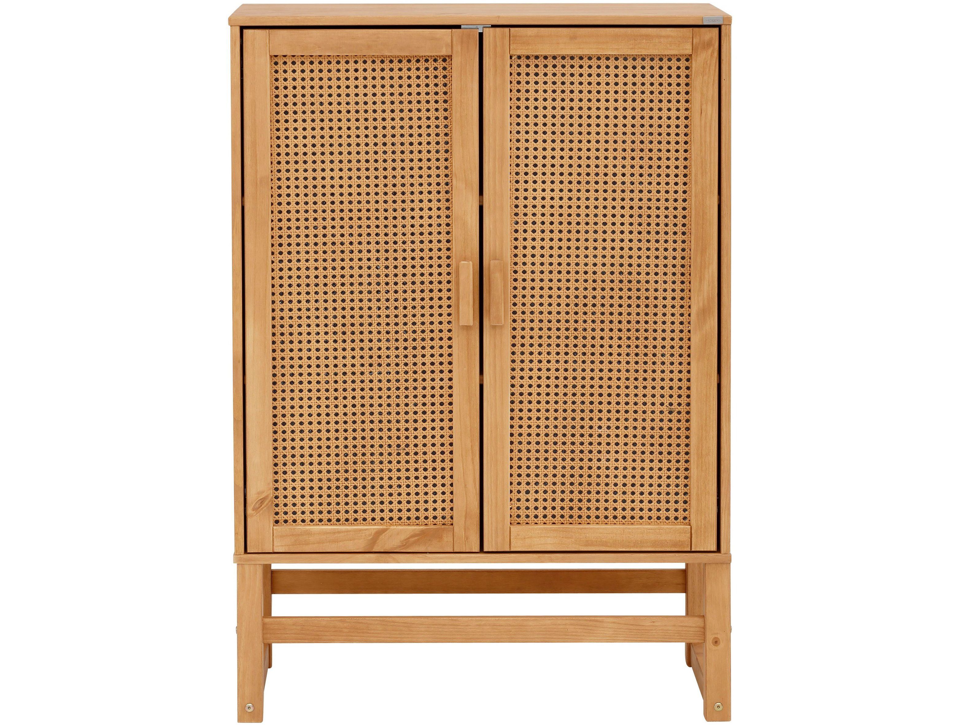 loft24 Mehrzweckschrank Jenna Highboard aus Massivholz mit Rattangeflecht, Breite 75 cm