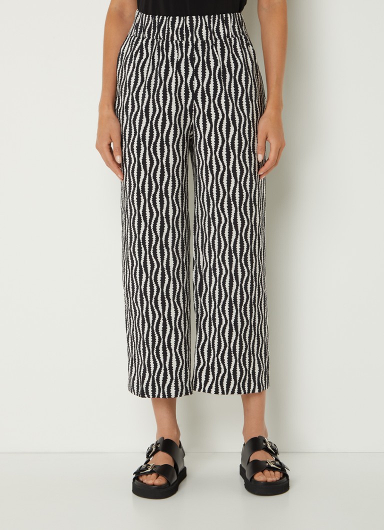 Whistles Optical high waist wide fit pants with print