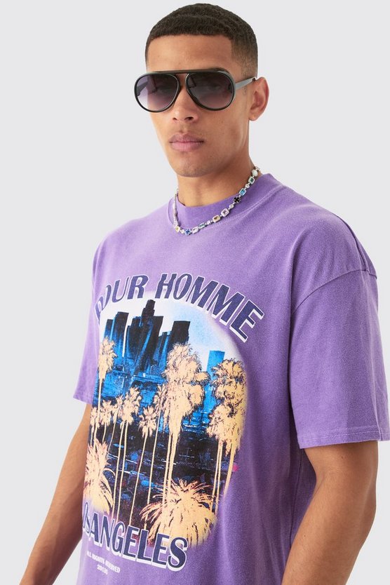 Oversize T-Shirt mit Los Angeles Print
