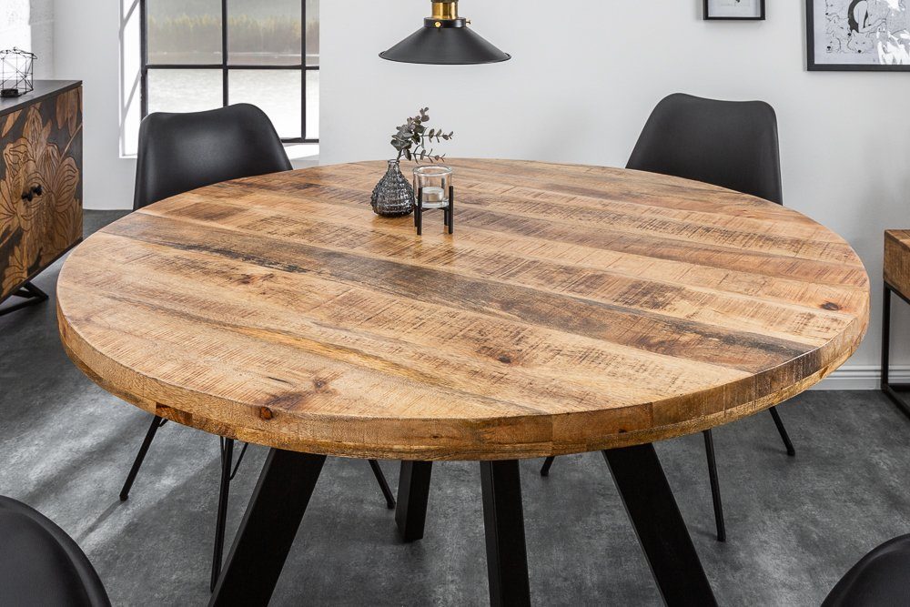 riess-ambiente Esstisch IRON CRAFT 120cm natur, Küchentisch · Massivholz · rund · Mangoholz
