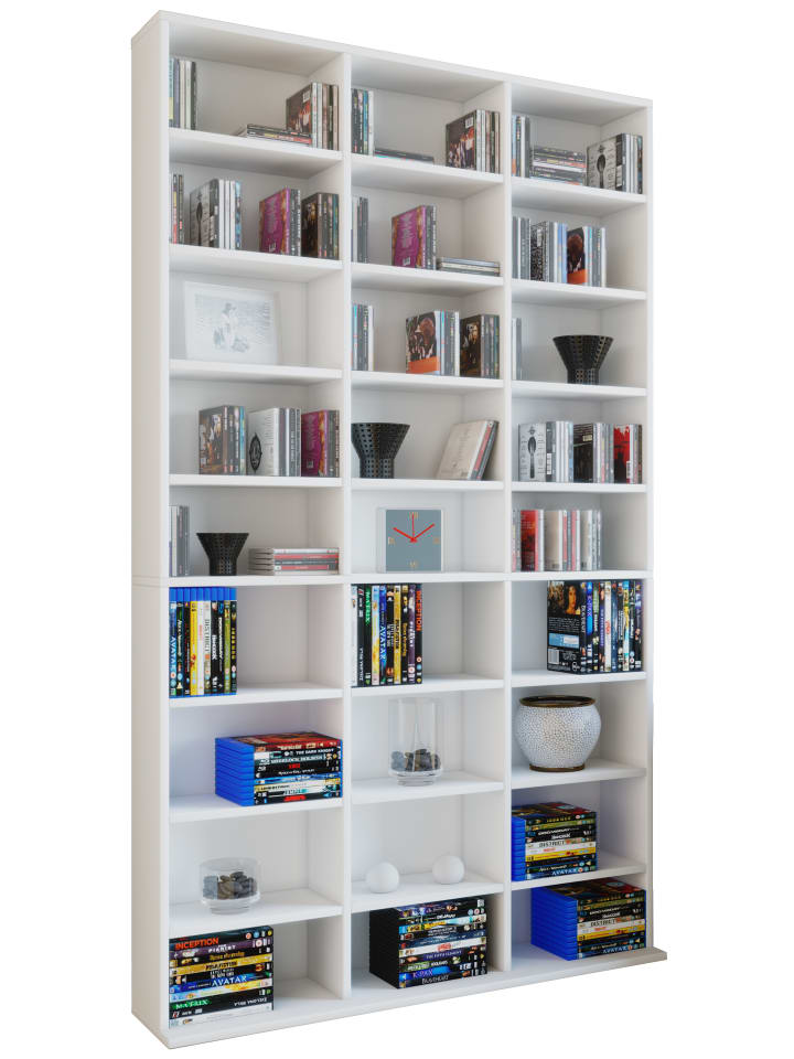 VCM  Holz CD DVD Standregal Bücherregal Regal Megosa XL in Weiß günstig kaufen onesize