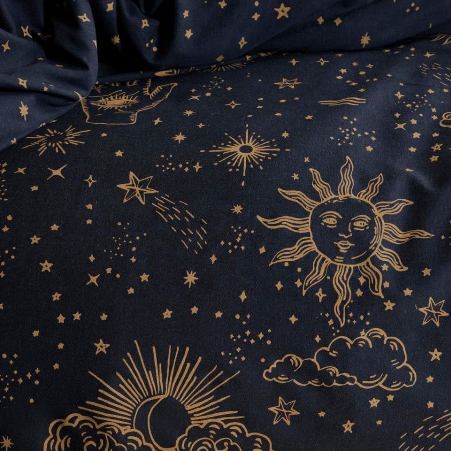 Bettwäsche That's the Spirit nightblue, Covers & Co, Baumwolle, 2 teilig, Sonne, Mond, Sterne