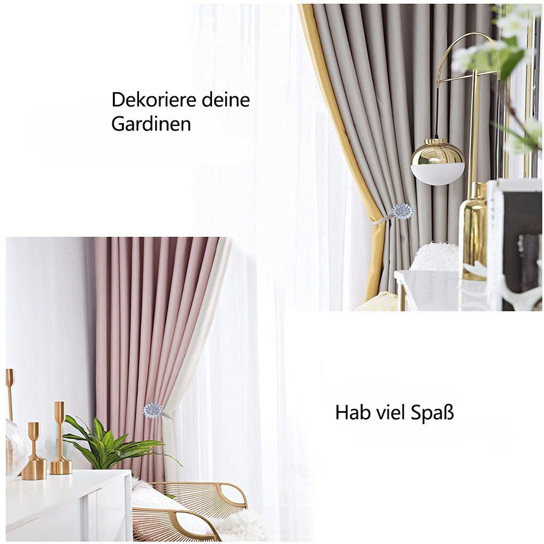 Raffhalter Magnetische Raffhalter für Vorhänge,glitzernde Kristallblumen-Vorhang, SOTOR, (1-tlg), Raffhalter mit hochelastischem Federdraht für Home Office Dekoration