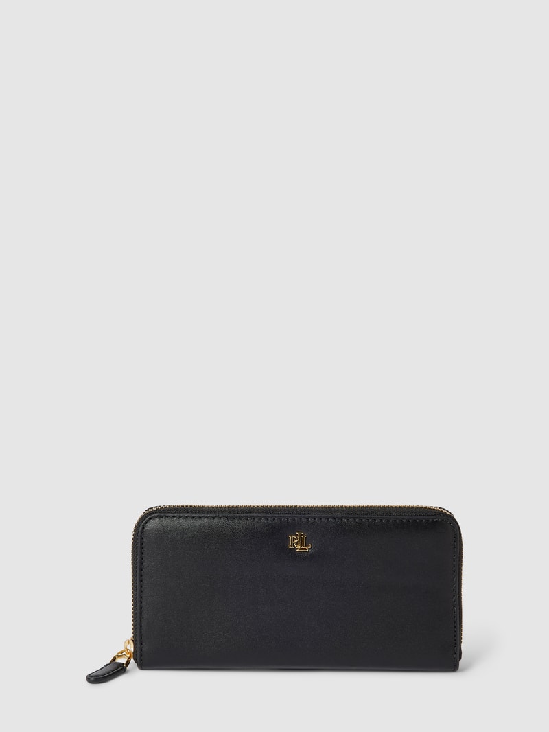 Portemonnaie mit Label-Applikation Modell 'LARGE' in schwarz