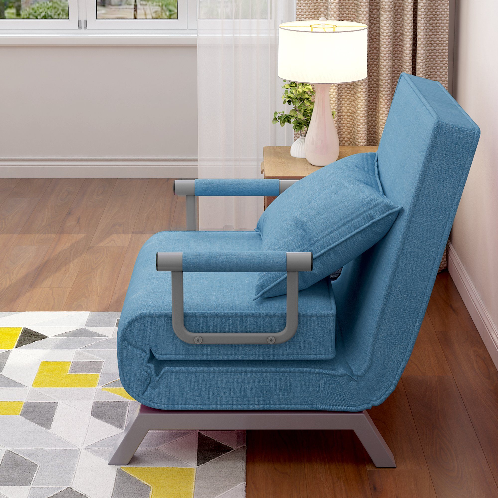 HAUSS SPLOE Schlafsofa Umwandelbarer Schlafsofa-Schlafsessel, klappbarer Sessel mit Kissen, mit Kissen, gepolsterter Sitz, Freizeit-Chaiselounge-Couch