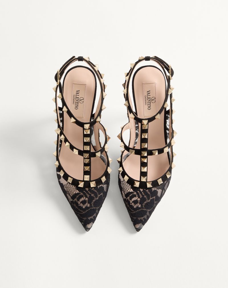 Sapatos de salto Rockstud Lace com tiras de 100 mm