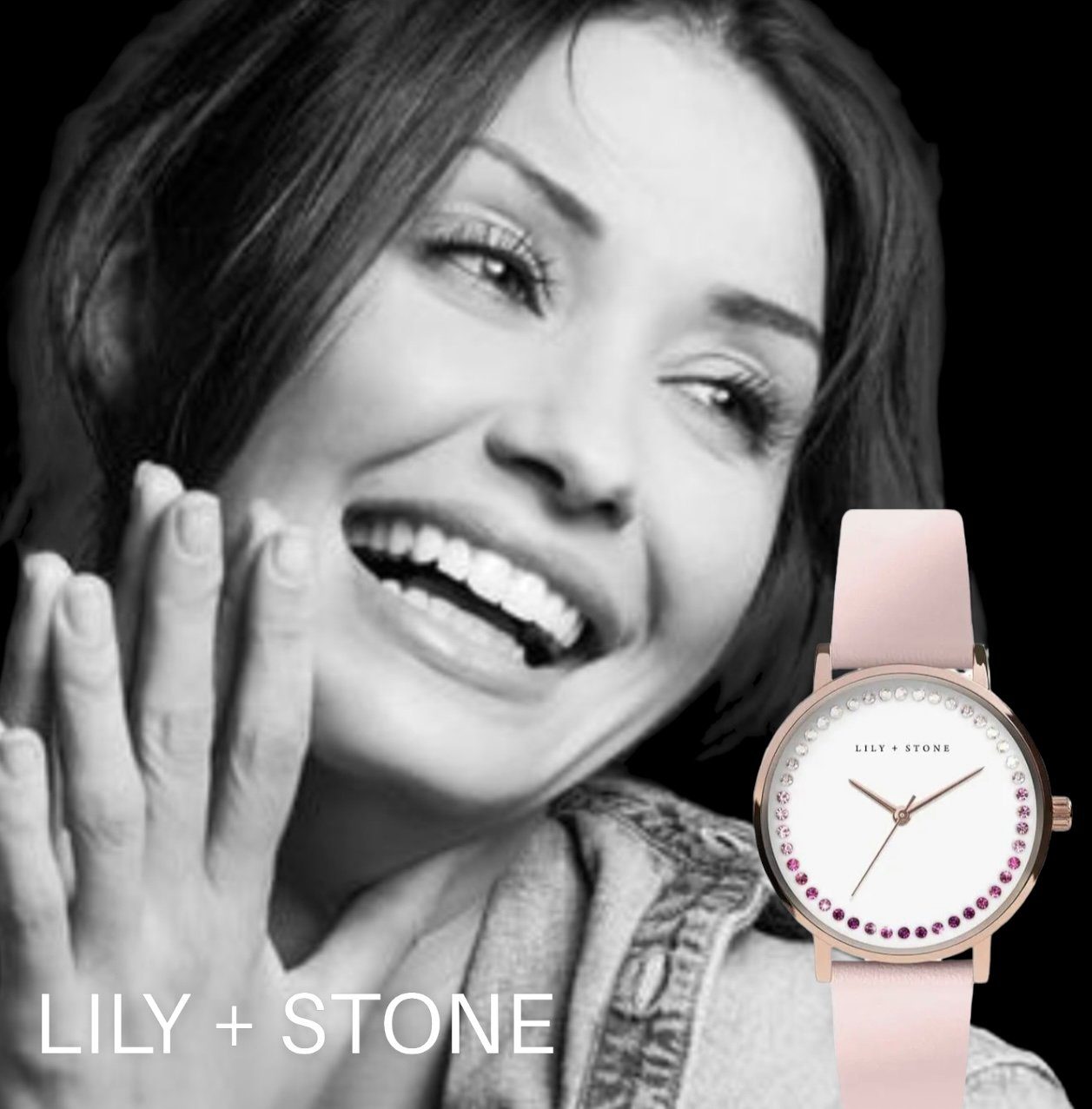 Lily + Stone Quarzuhr Damen Armbanduhr Analog mit eleganten Kristallen in Rose Gold, (1-tlg)