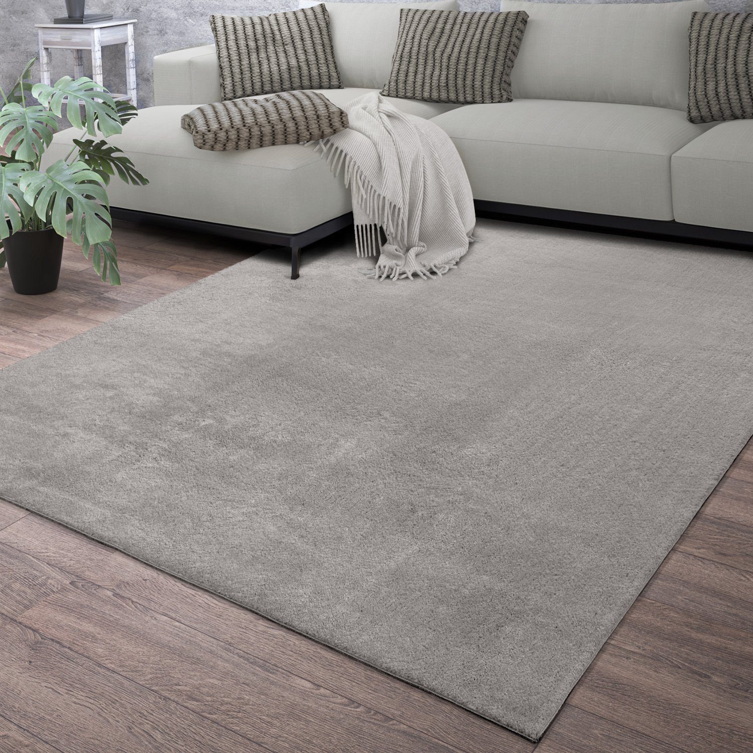 Teppich Wohnzimmer Kurzflor Einfarbig Modernes Design Waschbar, TT Home, rechteckig, Höhe: 10 mm, flauschig, Schlafzimmer, Kinderzimmer