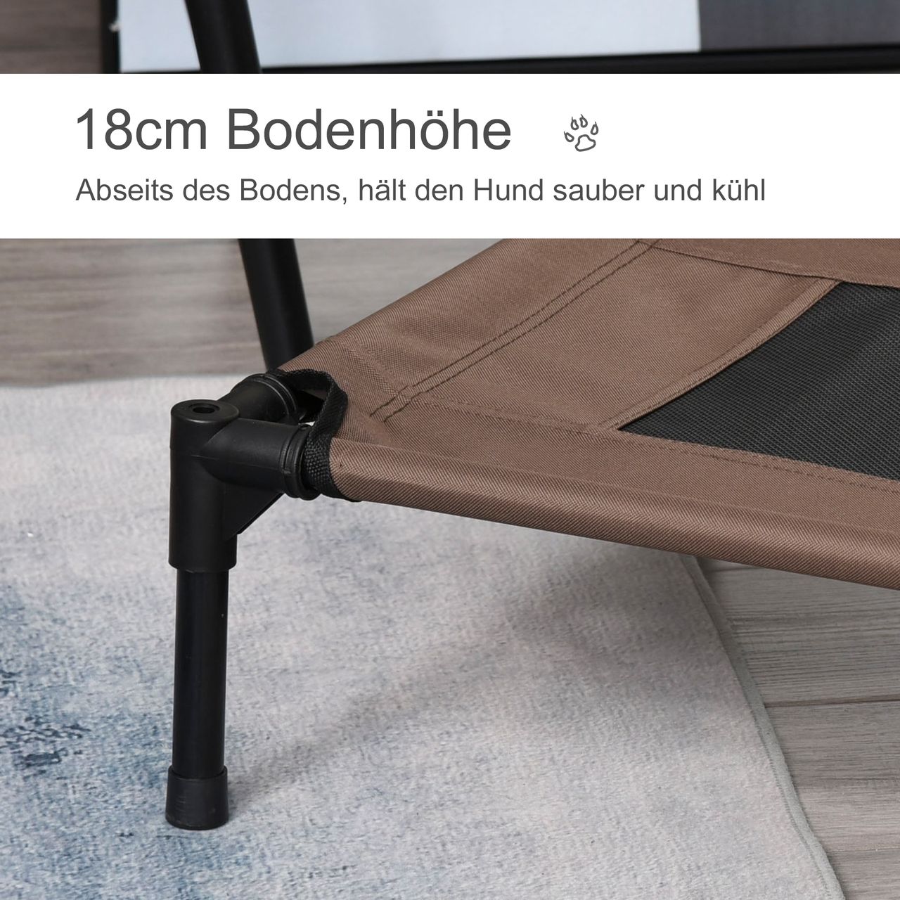 PawHut Haustierbett mit Baldachin Erhöhtes Hundebett Hundeliege outdoor Kaffee