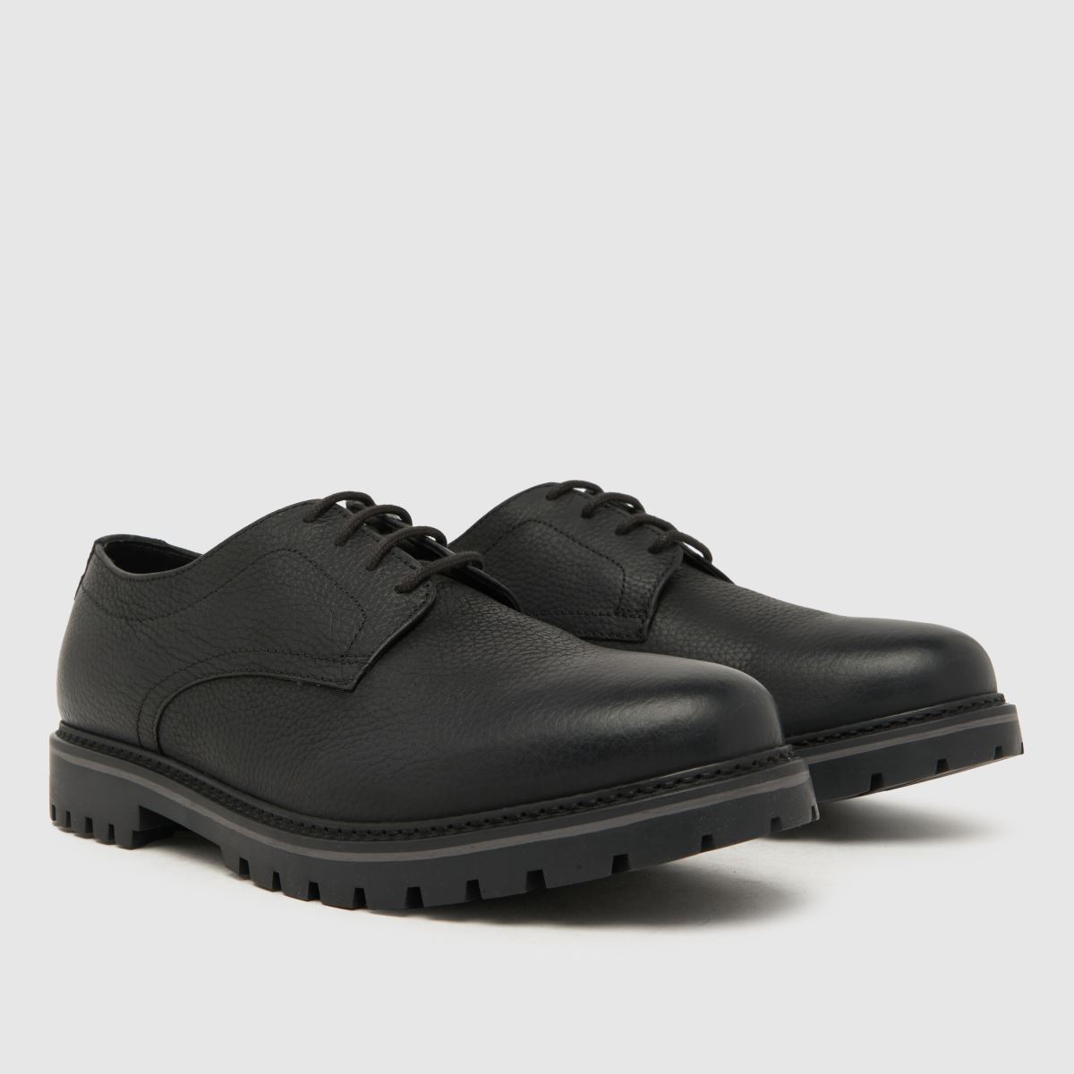 Schuh Paxon – Svarta läderskor med snörning