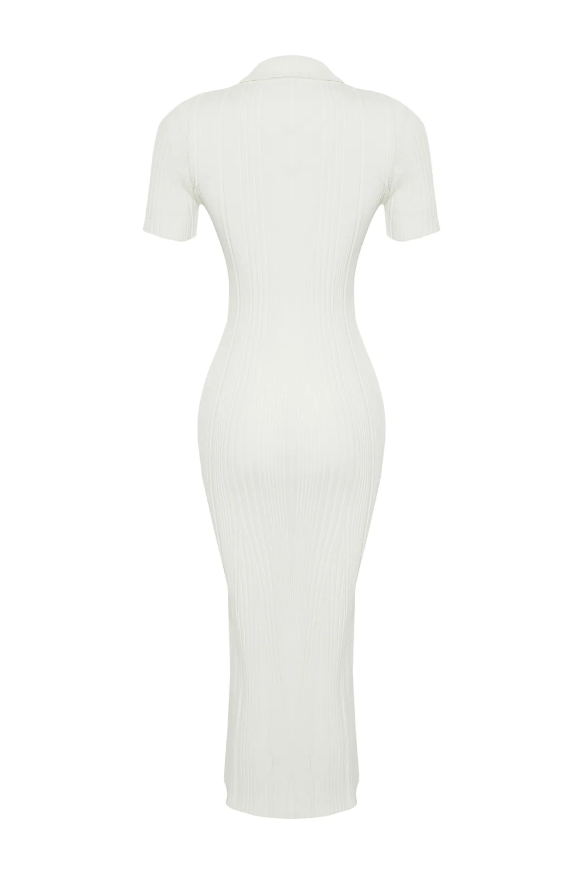 Trendyol Collection  Bone Maxi-Strickkleid mit Polokragen TWOSS24EL00282