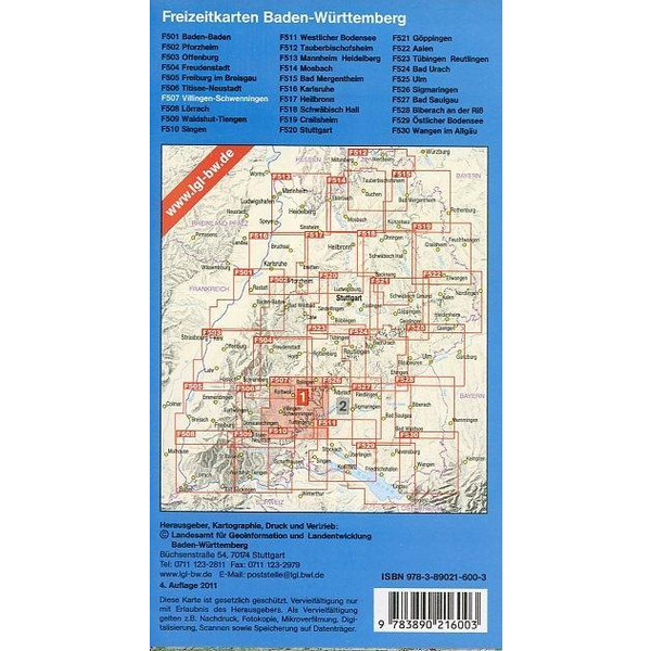 Villingen-Schwenningen 1 : 50 000. Topographische Freizeitkarte - Wanderkarte