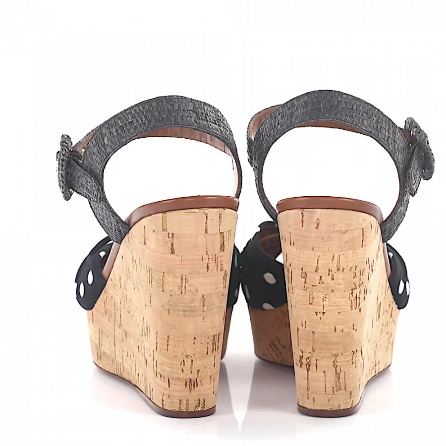 Dolce & Gabbana - Keilsandaletten Punkte schwarz-kombi weiß - schwarz