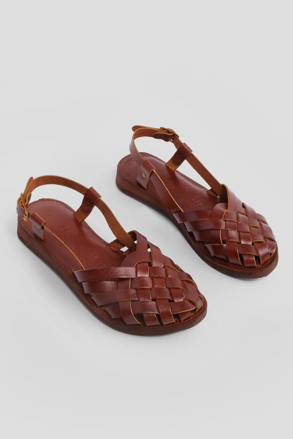 Marjin  Damen Sandalen aus echtem Leder mit Eva-Sohle Nifat Braun