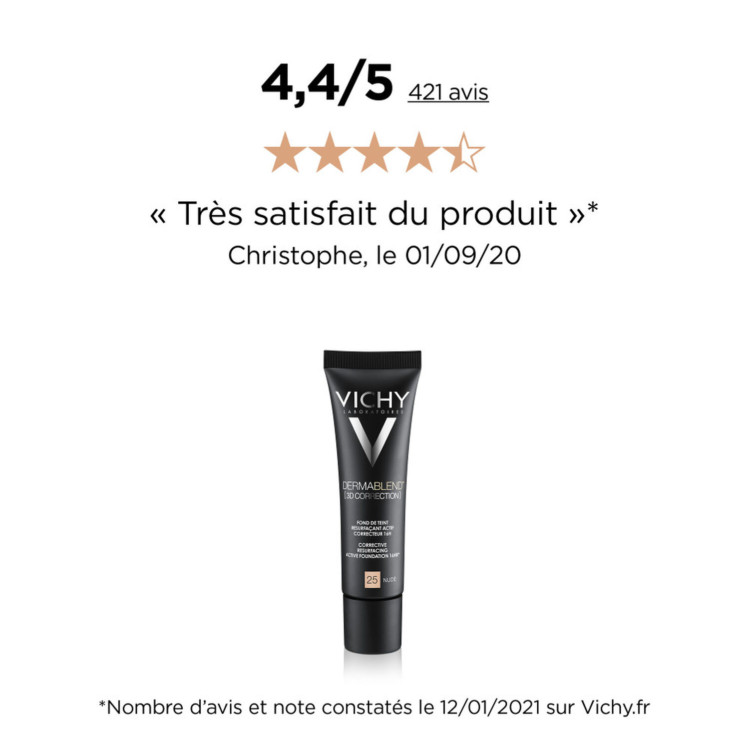 Vichy DERMABLEND 3D Correction SPF25 Fond de Teint Resurfaçant 30 ml